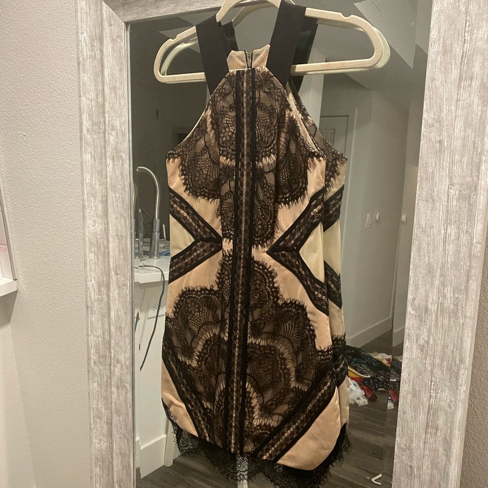 Size 0 Three Floor black lace mini dress